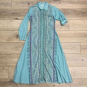 Sea Lustre Boho‎ Shirt Maxi Dress Coastal Cowgirl Coverup full Button